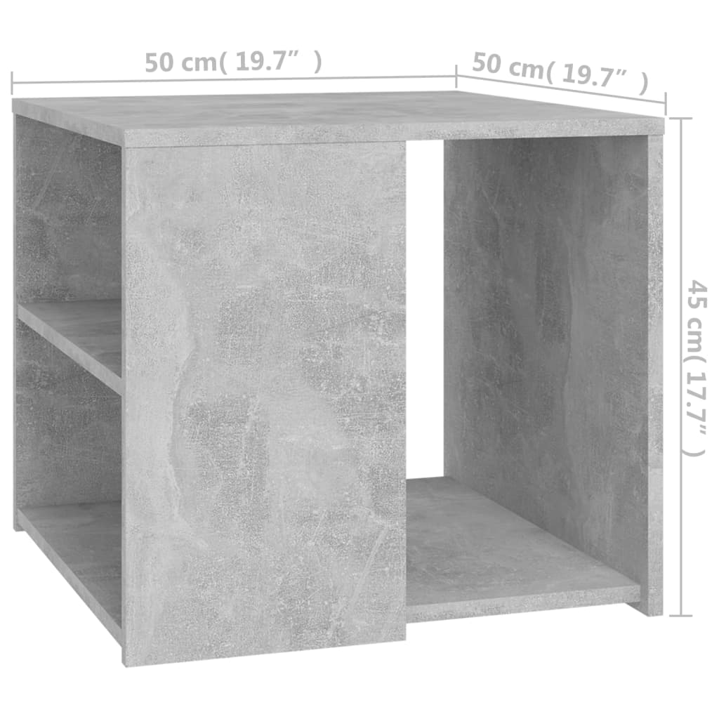 Mesa de apoio 50x50x45 cm contraplacado cinzento cimento