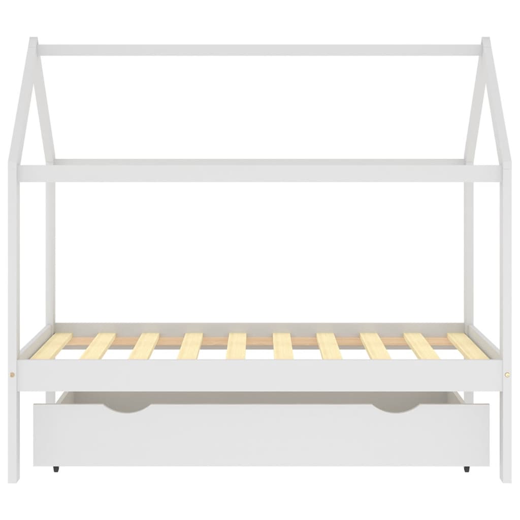 Cama para crianças c/ gaveta 80x160 cm pinho maciço branco