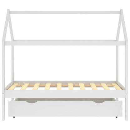 Cama para crianças c/ gaveta 80x160 cm pinho maciço branco