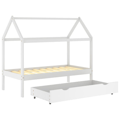 Cama para crianças c/ gaveta 80x160 cm pinho maciço branco