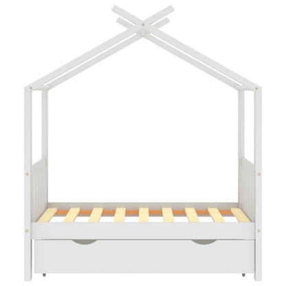 Cama para crianças c/ gaveta 70x140 cm pinho maciço branco