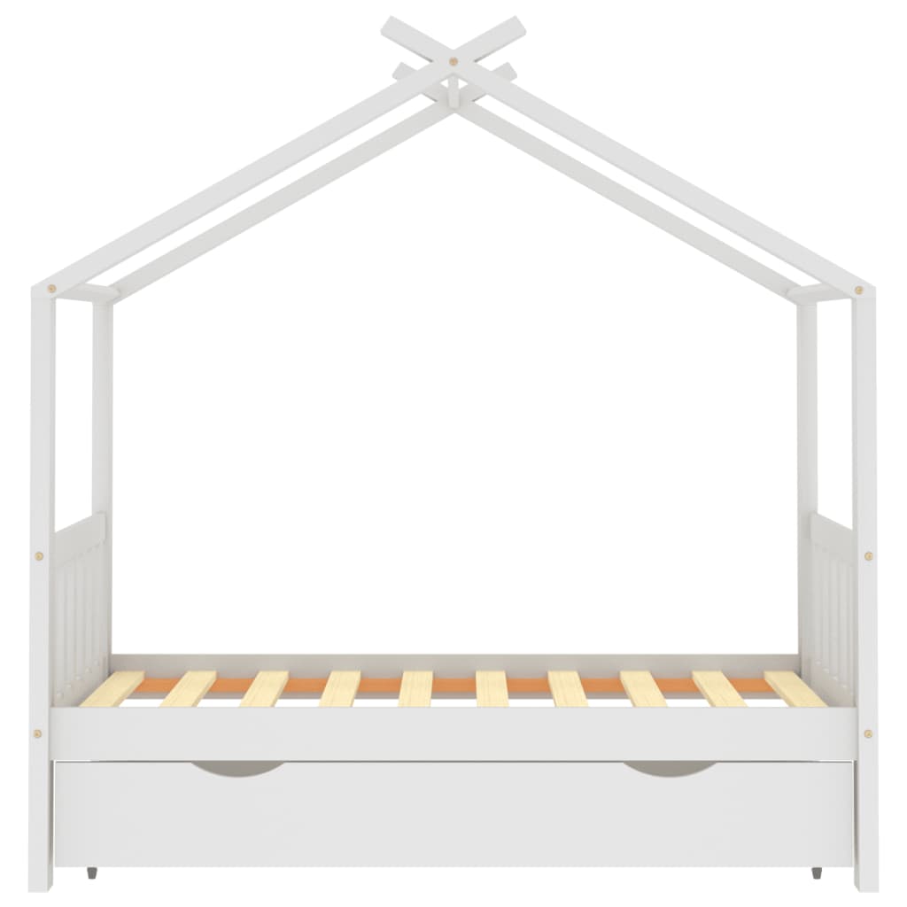 Cama para crianças c/ gaveta 80x160 cm pinho maciço branco