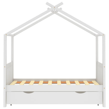 Cama para crianças c/ gaveta 80x160 cm pinho maciço branco