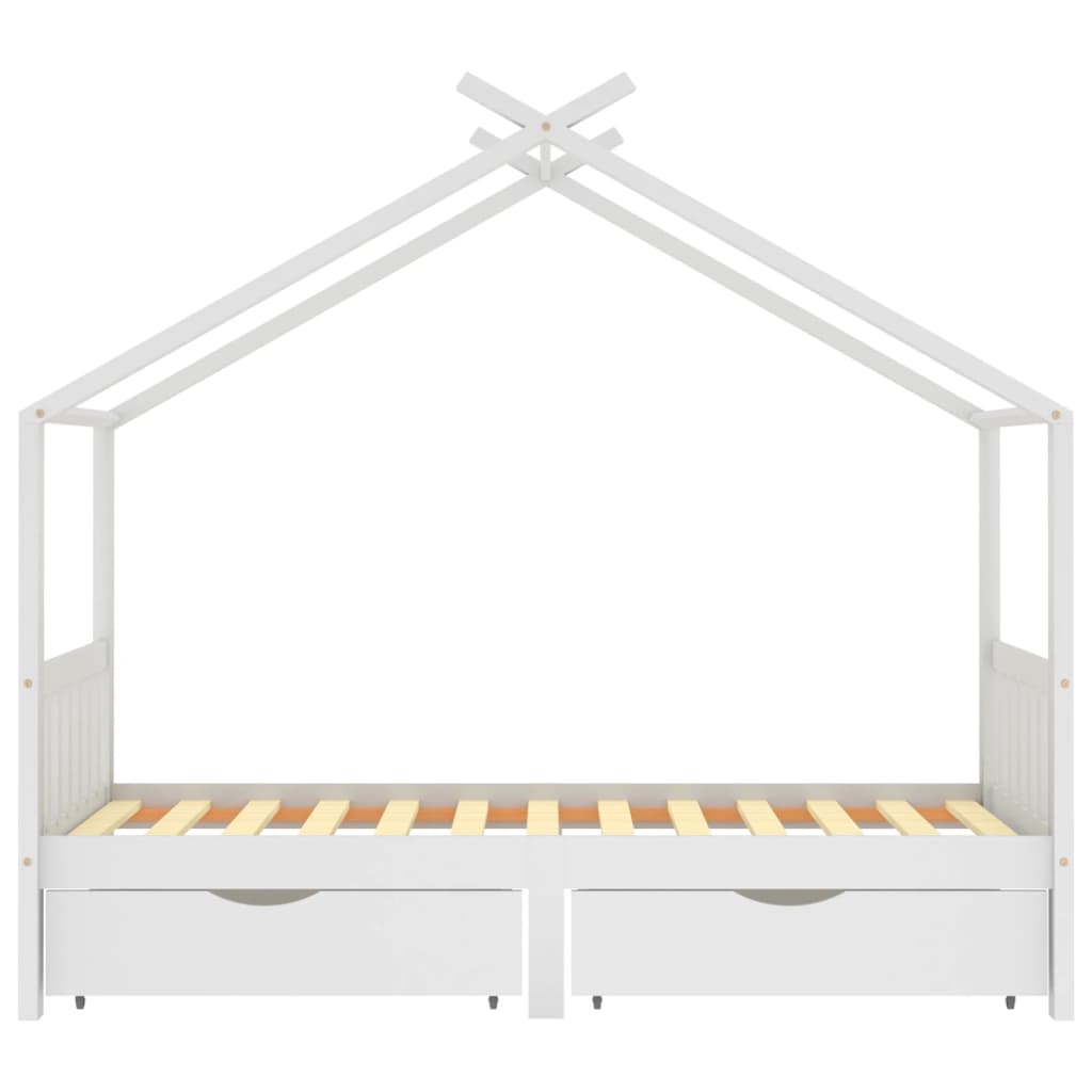 Cama para crianças c/ gavetas 90x200 cm pinho maciço branco