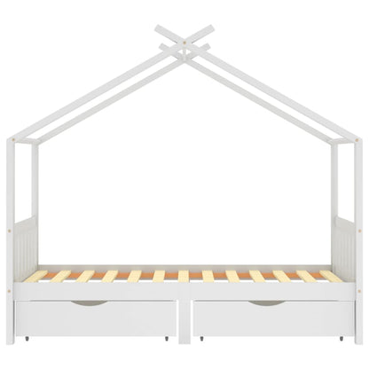 Cama para crianças c/ gavetas 90x200 cm pinho maciço branco