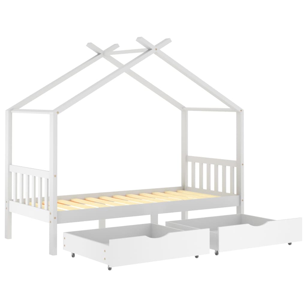 Cama para crianças c/ gavetas 90x200 cm pinho maciço branco