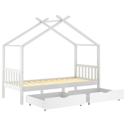 Cama para crianças c/ gavetas 90x200 cm pinho maciço branco