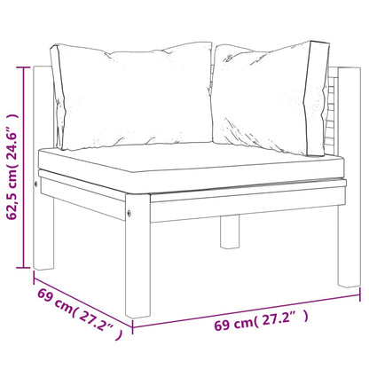 Sofás de canto 2pcs c/ almofadões cinzento-escuro acácia maciça