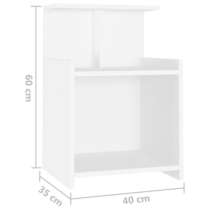 Mesas de cabeceira 2 pcs 40x35x60 cm contraplacado branco