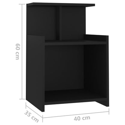 Mesas de cabeceira 2 pcs 40x35x60 cm contraplacado preto