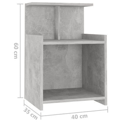 Mesa de cabeceira 40x35x60 cm contraplacado cinzento cimento