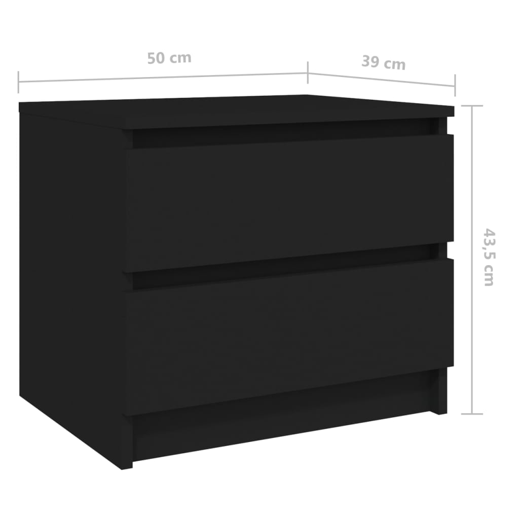 Mesa de cabeceira 50x39x43,5 cm contraplacado preto