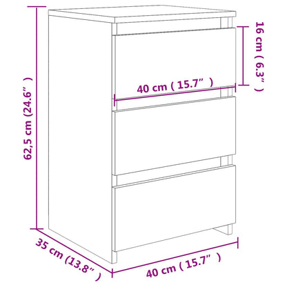 Mesa de cabeceira 40x35x62,5 cm contraplacado cinzento cimento