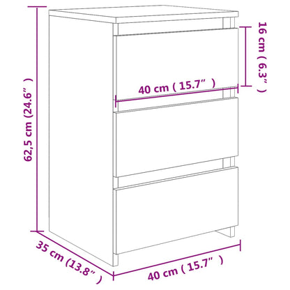 Mesas cabeceira 2 pcs 40x35x62,5 cm contraplacado cinza cimento