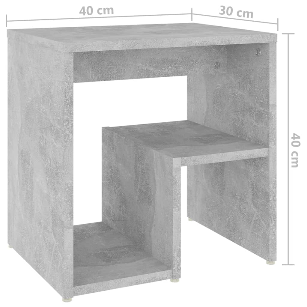 Mesa de cabeceira 40x30x40 cm contraplacado cinzento cimento