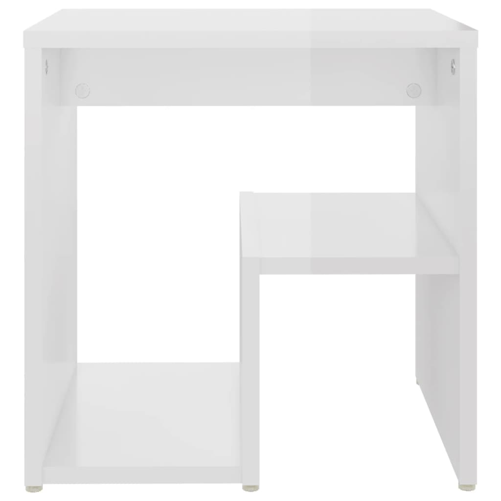 Mesa de cabeceira 40x30x40 cm contraplacado branco brilhante