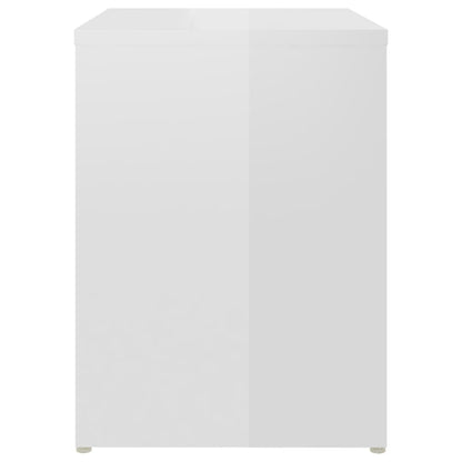 Mesa de cabeceira 40x30x40 cm contraplacado branco brilhante