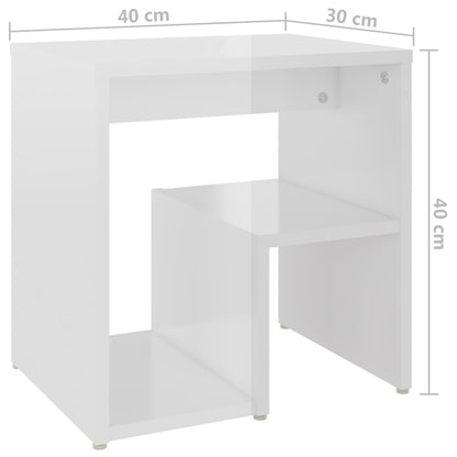 Mesas de cabeceira 2 pcs 40x30x40 cm contrapl. branco brilhante