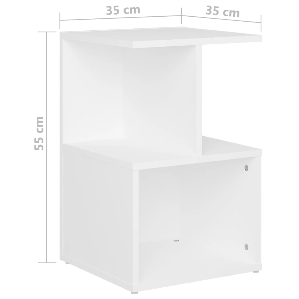 Mesas de cabeceira 2 pcs 35x35x55 cm contraplacado branco