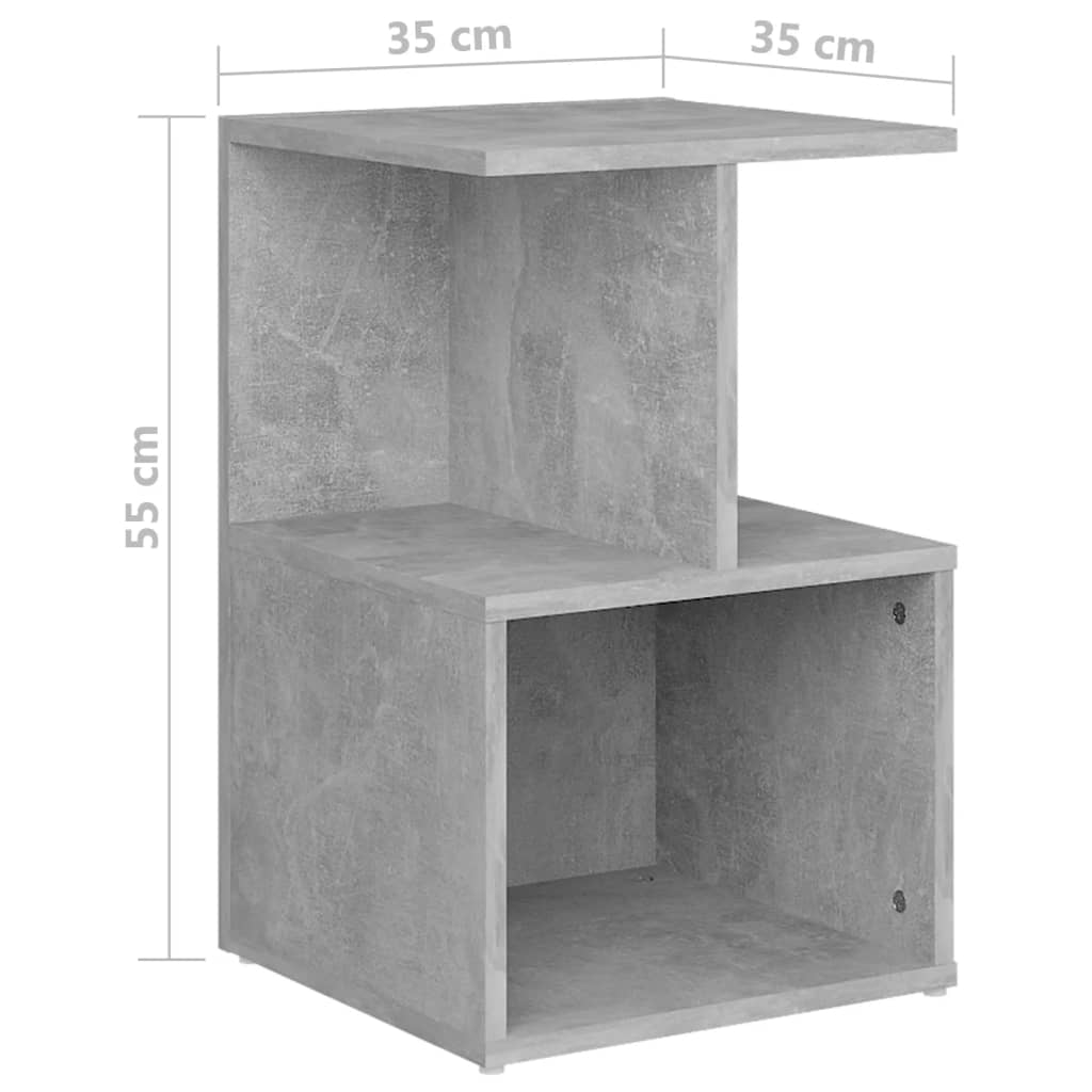 Mesa de cabeceira 35x35x55 cm contraplacado cinzento cimento