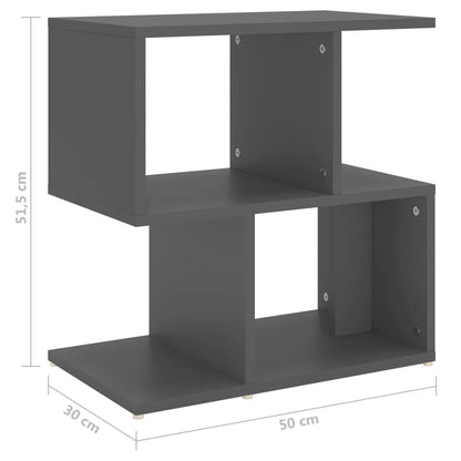 Mesa de cabeceira 50x30x51,5 cm contraplacado cinzento