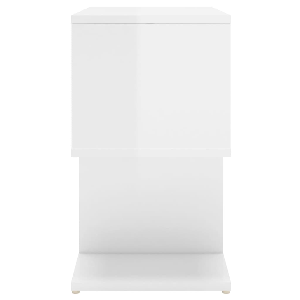 Mesa de cabeceira 50x30x51,5 cm contraplacado branco brilhante