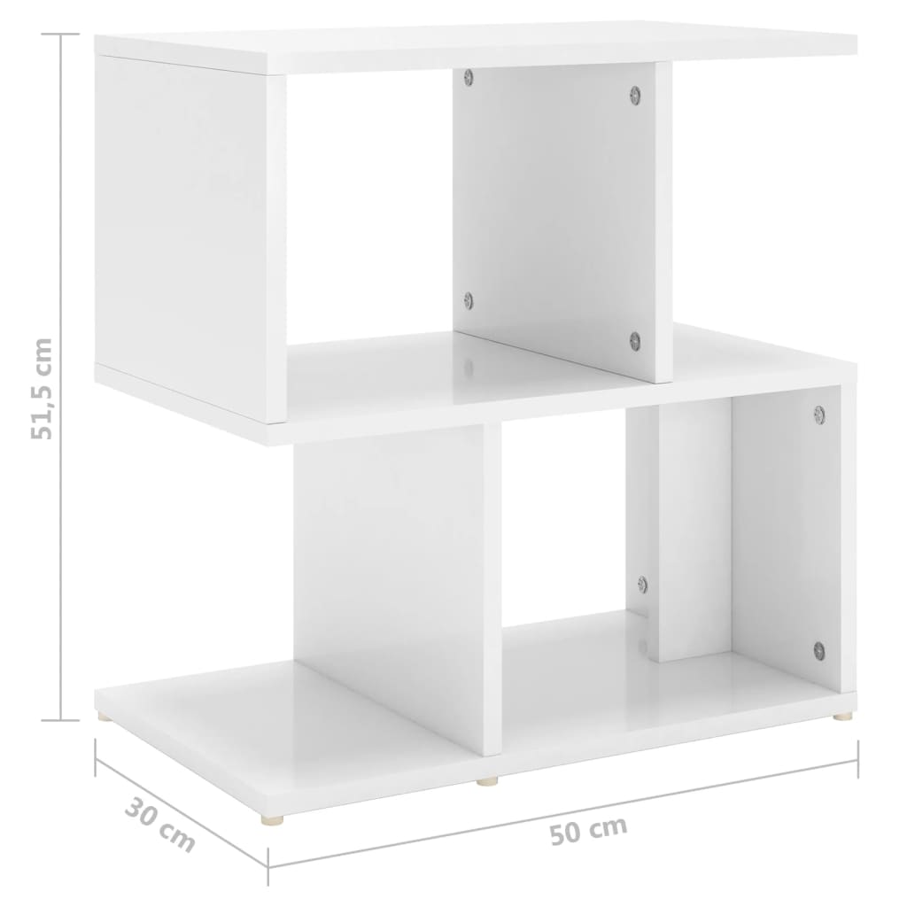 Mesa de cabeceira 50x30x51,5 cm contraplacado branco brilhante