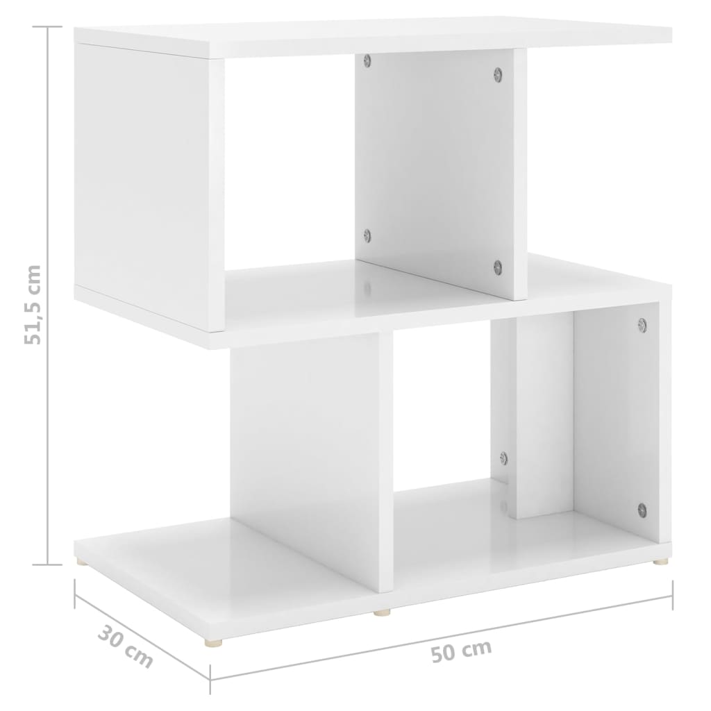 Mesas de cabeceira 2pcs 50x30x51,5cm contrapl. branco brilhante