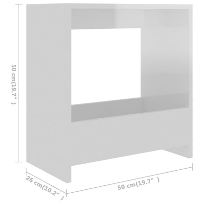 Mesa de apoio 50x26x50 cm contraplacado branco brilhante