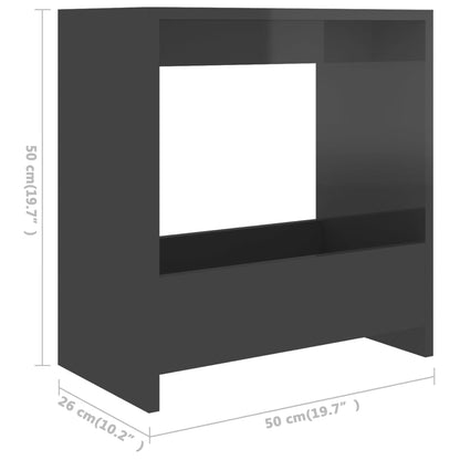 Mesa de apoio 50x26x50 cm contraplacado cinzento brilhante