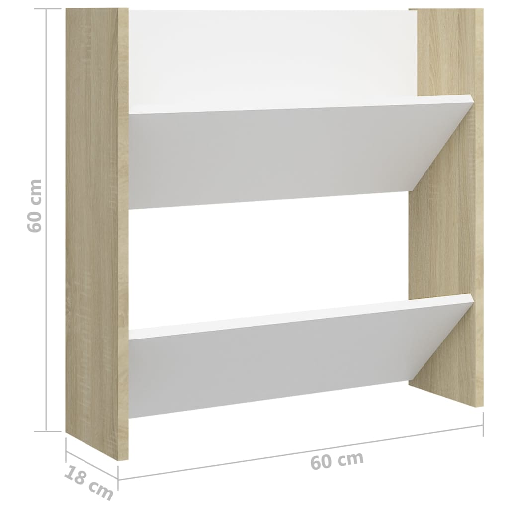 Sapateiras de parede 4 pcs 60x18x60 cm contrapl. branco/sonoma