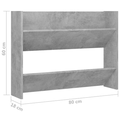 Sapateira de parede 80x18x60 cm contraplacado cinzento cimento