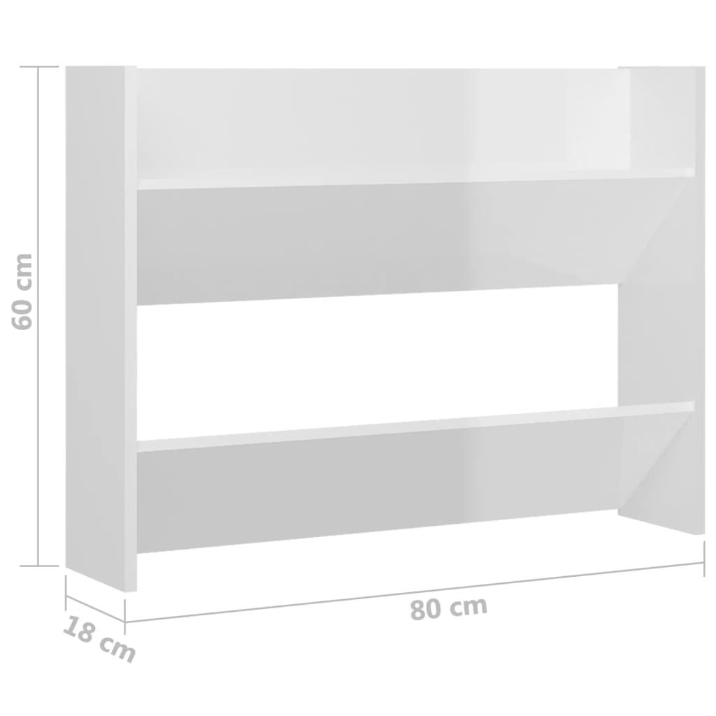 Sapateira MiraMar de Parede - 2 Sapateiras - Cor Branco Brilhante - 80x18x60cm - Contraplacado