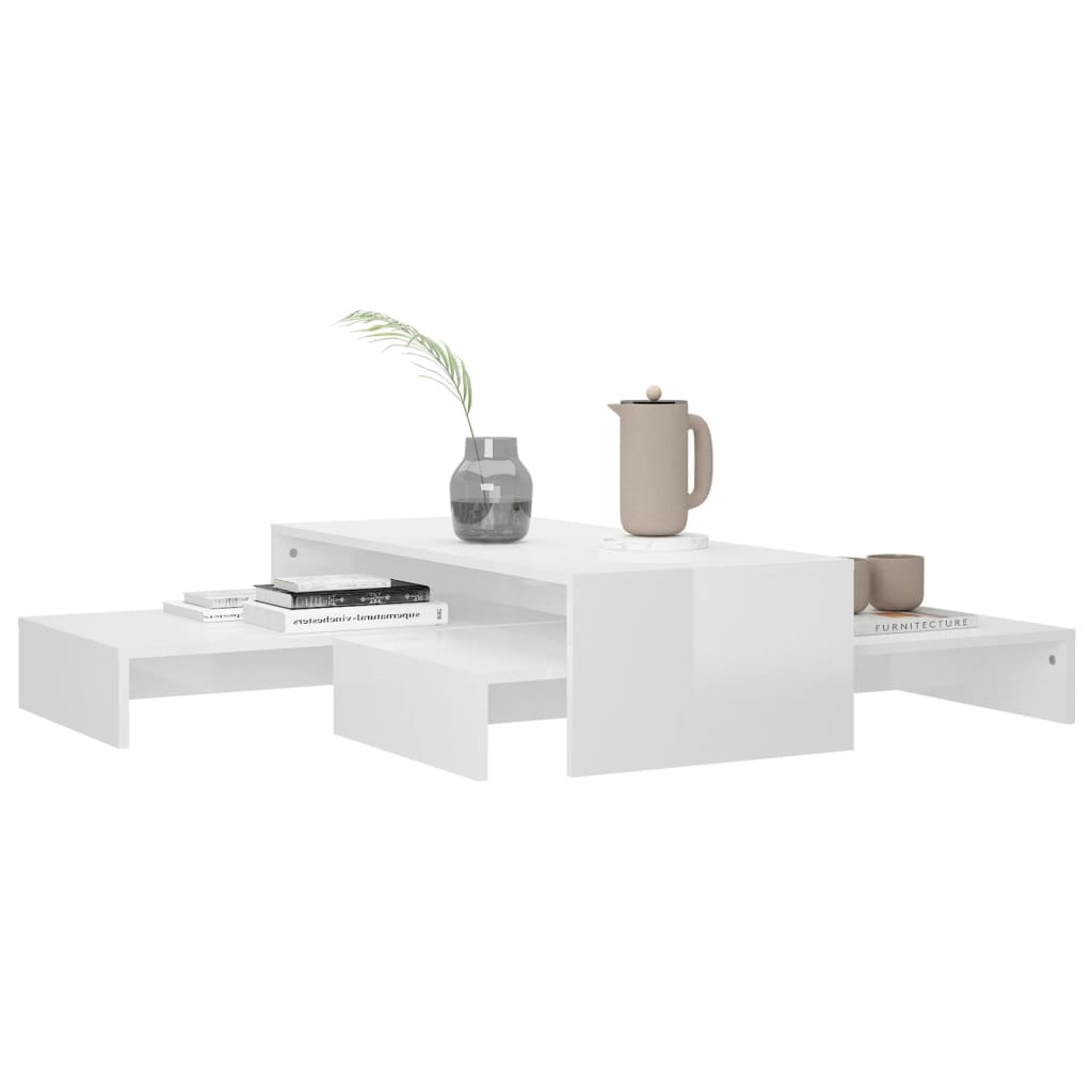 Conjunto de mesas de centro 100x100x26,5 cm branco brilhante