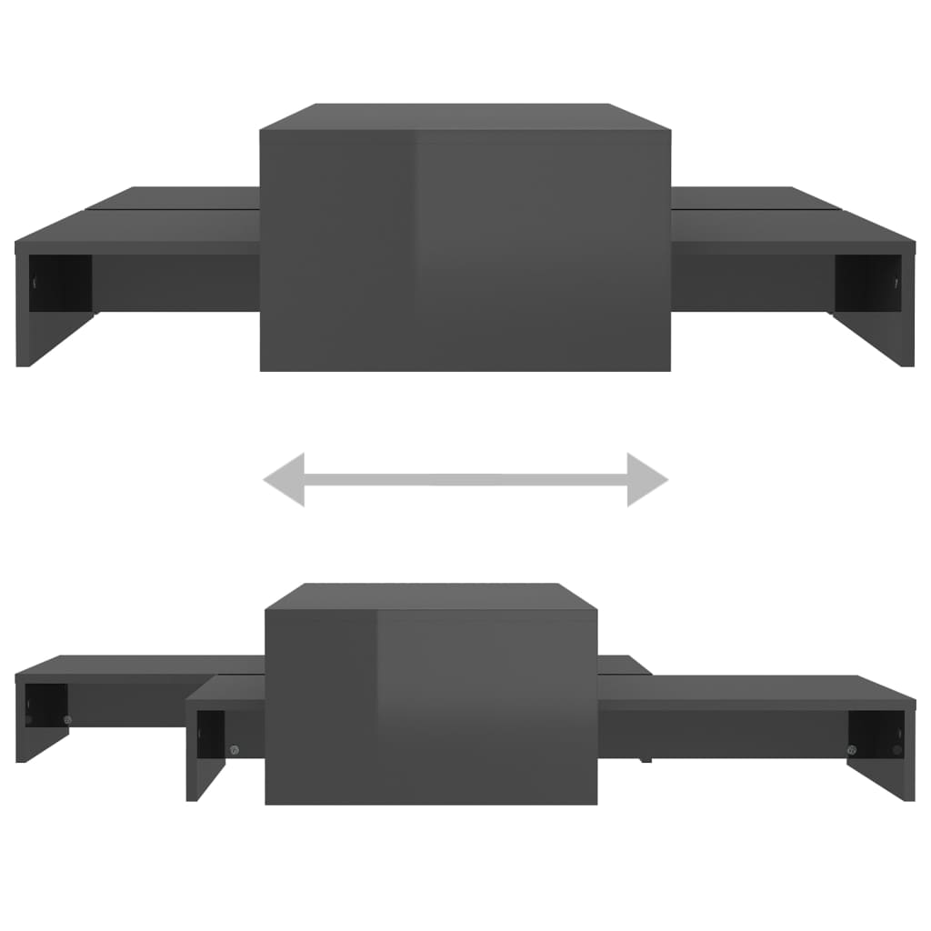 Conjunto de mesas de centro 100x100x26,5 cm cinzento brilhante