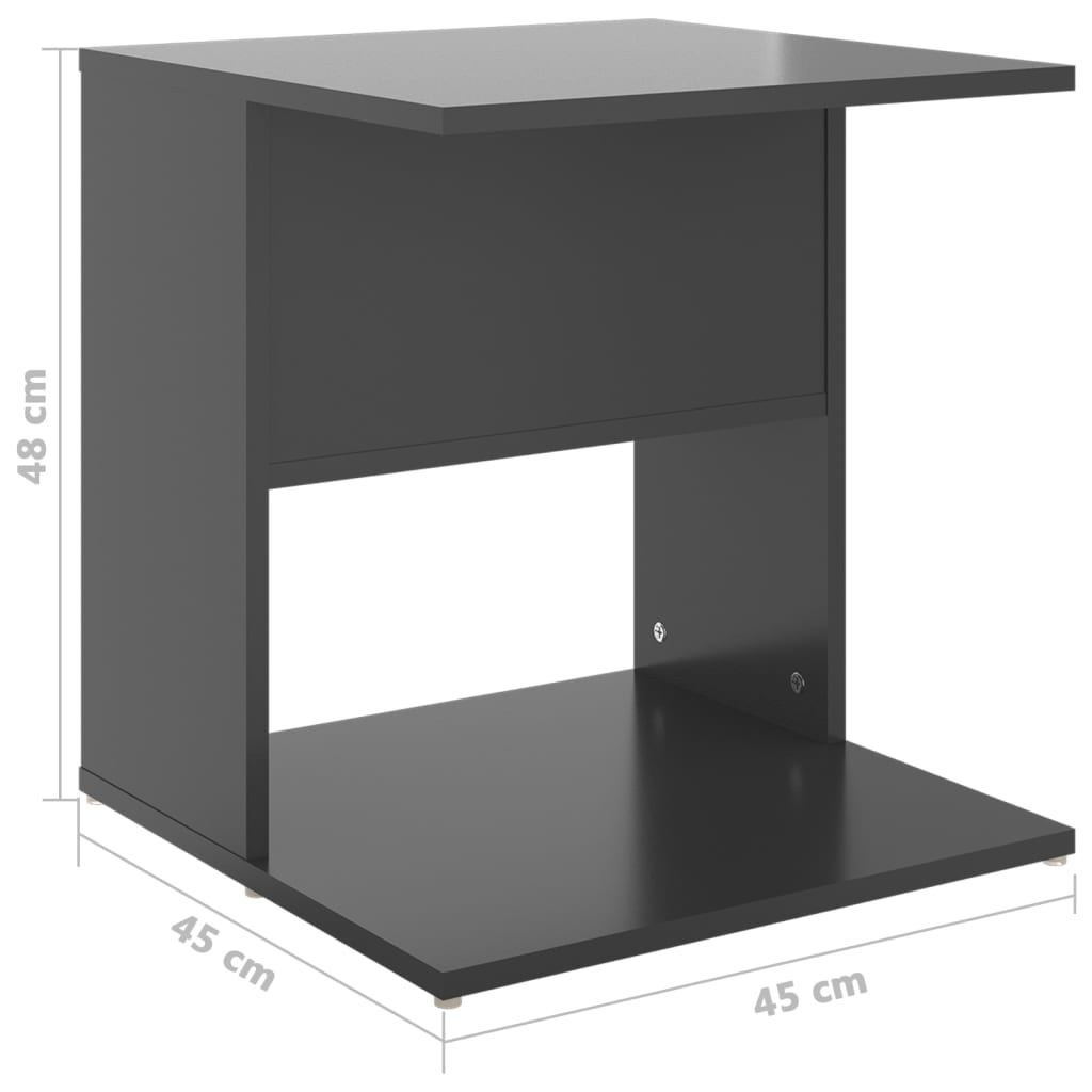 Mesa de apoio 45x45x48 cm contraplacado cinzento brilhante