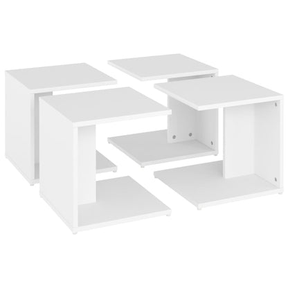 Mesas de centro 4 pcs 33x33x33 cm contraplacado branco