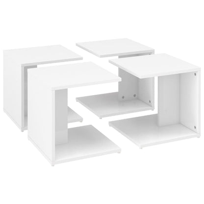 Mesas de centro 4pcs 33x33x33 cm contraplacado branco brilhante