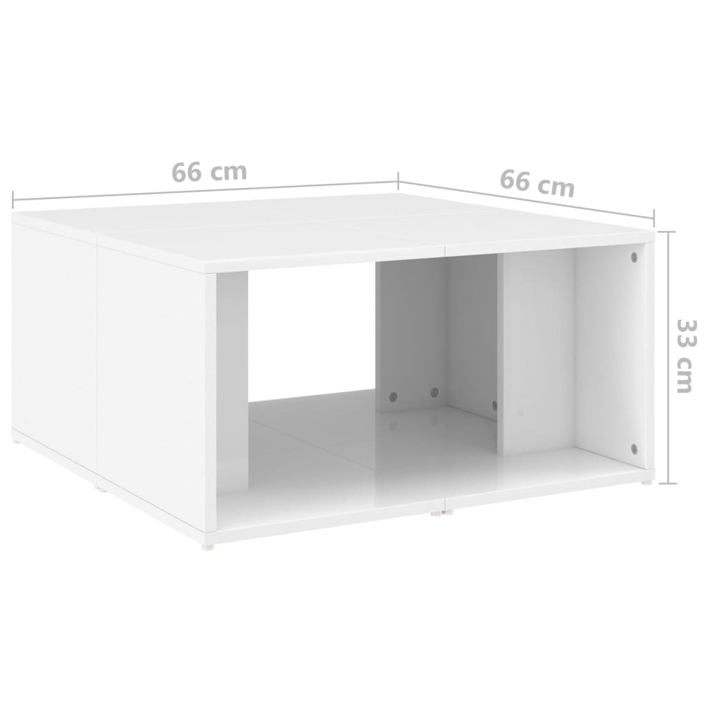 Mesas de centro 4pcs 33x33x33 cm contraplacado branco brilhante