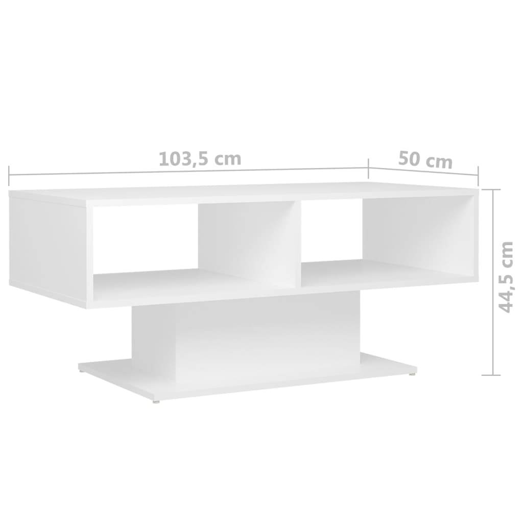 Mesa de centro 103,5x50x44,5 cm contraplacado branco