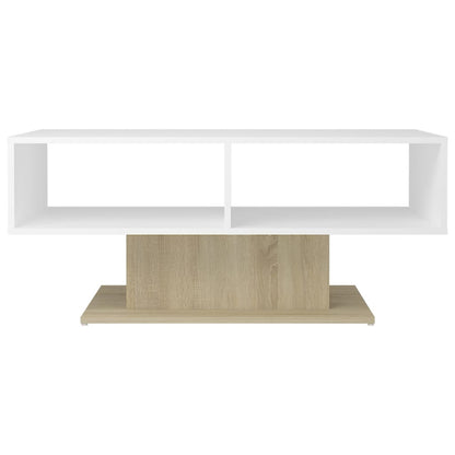 Mesa de centro 103,5x50x44,5cm contrapl. branco/carvalho sonoma