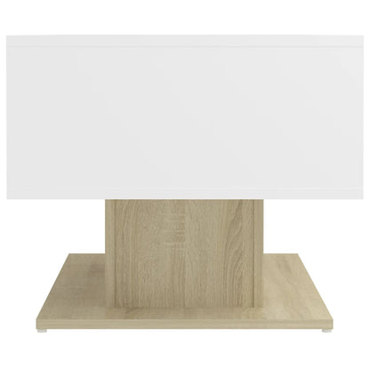 Mesa de centro 103,5x50x44,5cm contrapl. branco/carvalho sonoma