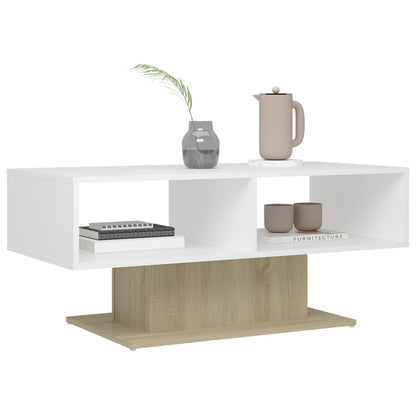 Mesa de centro 103,5x50x44,5cm contrapl. branco/carvalho sonoma