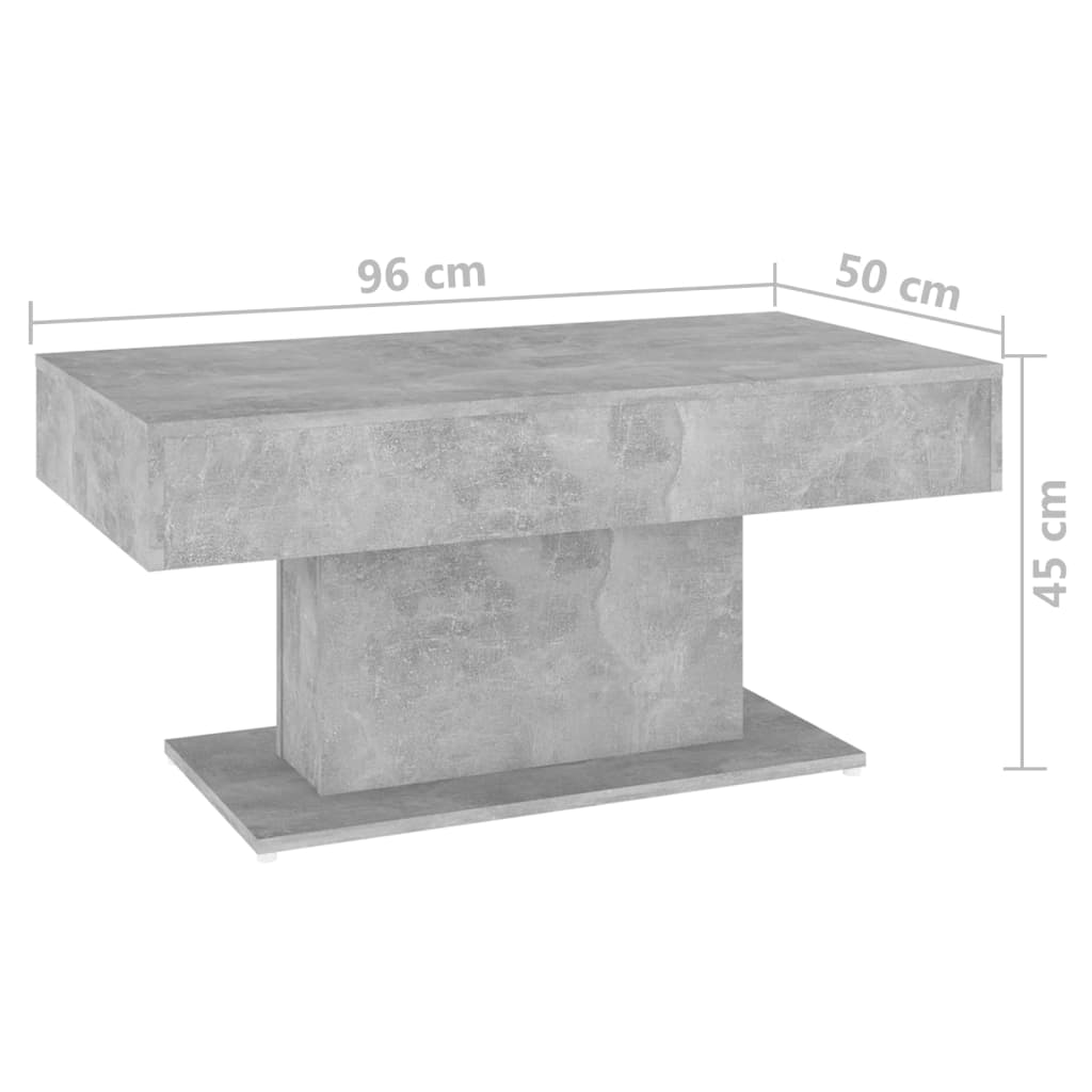 Mesa de centro 96x50x45 cm contraplacado cinzento cimento