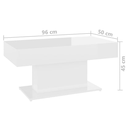 Mesa de centro 96x50x45 cm contraplacado branco brilhante