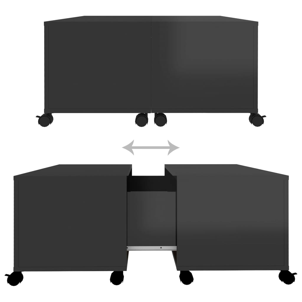 Mesa de Centro Lexas com Baú - Preto Brilhante - Design Moderno