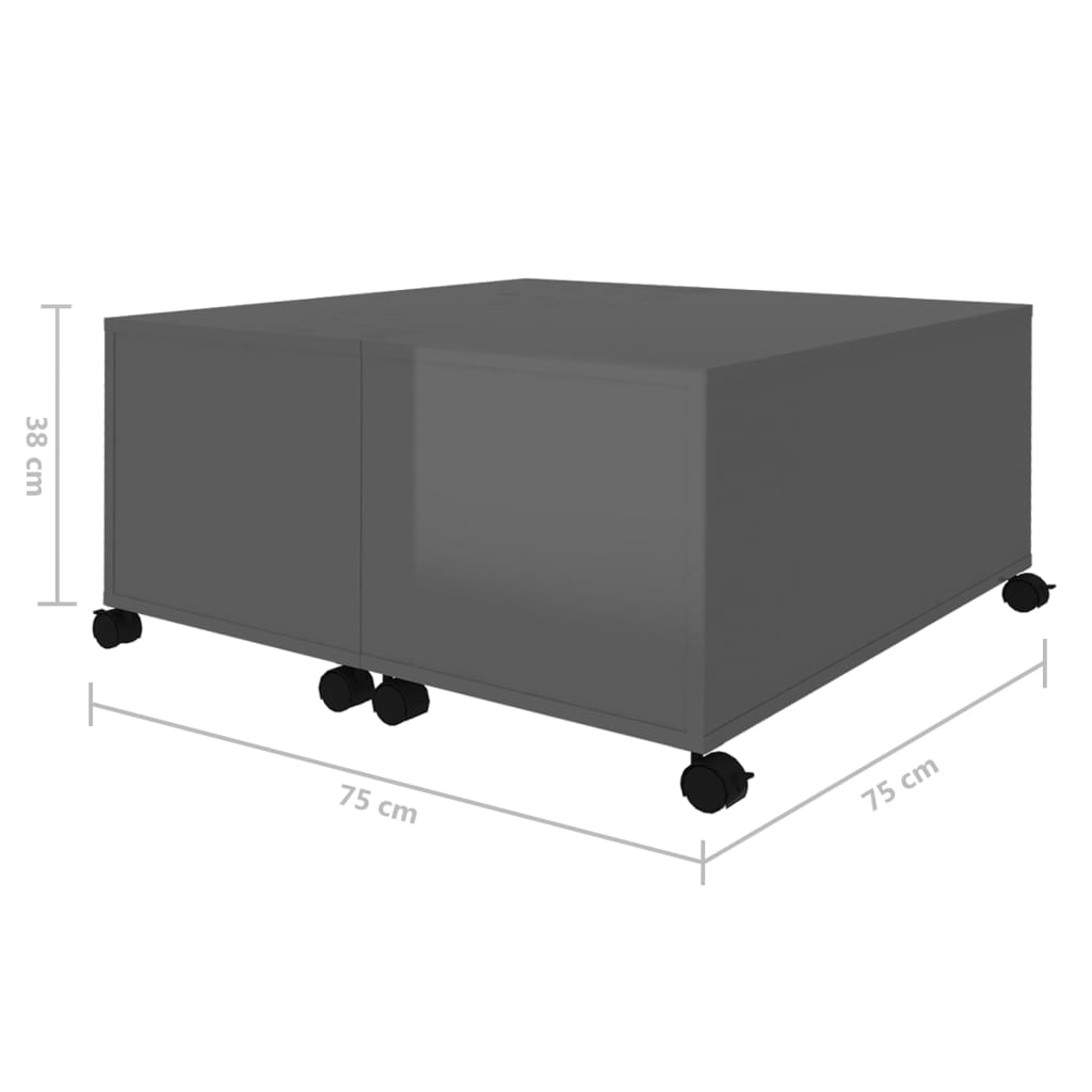 Mesa de Centro Lexas com Baú - Cinzento Brilhante - Design Moderno