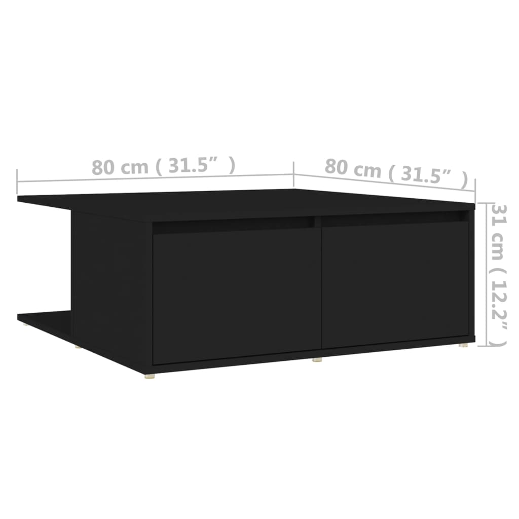 Mesa de centro 80x80x31 cm contraplacado preto