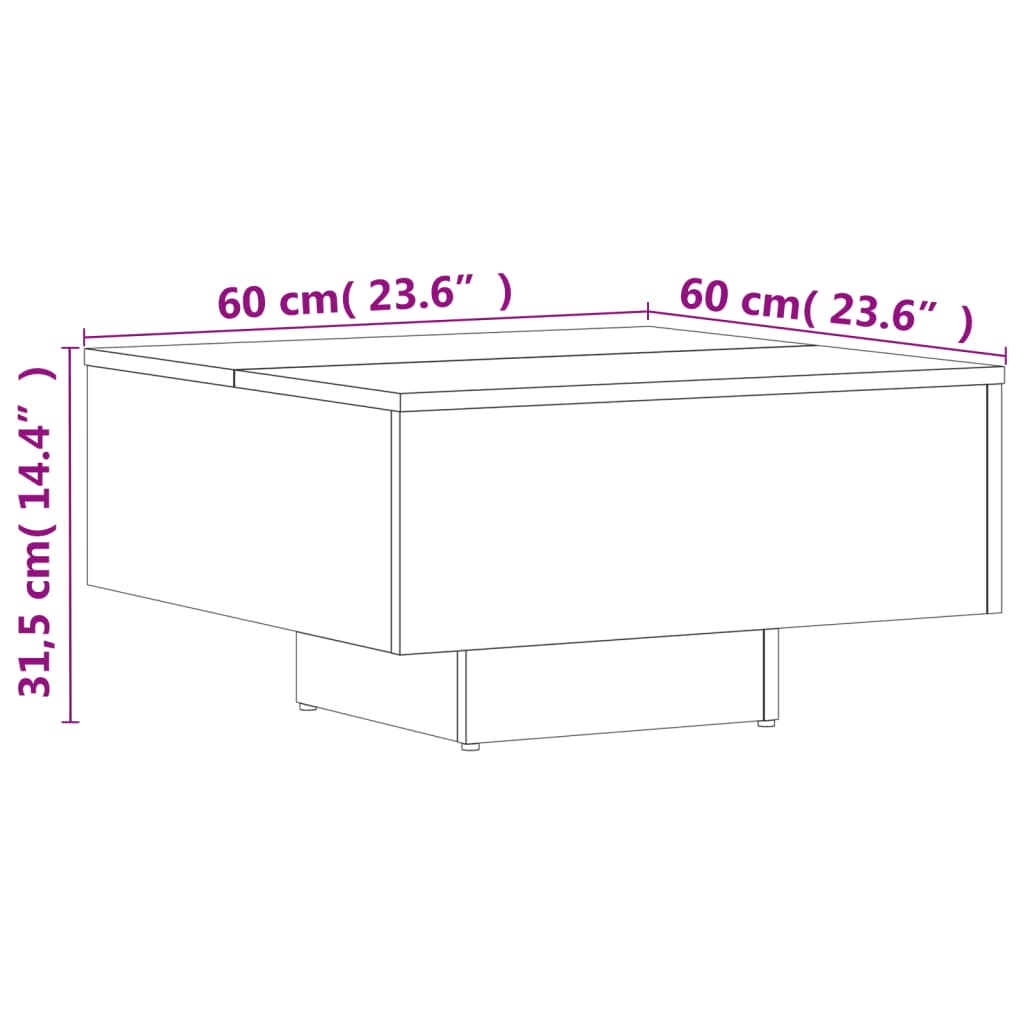 Mesa de centro 60x60x31,5 cm contraplacado branco