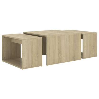 3 pcs conjunto de mesas de centro 60x60x38 cm carvalho sonoma